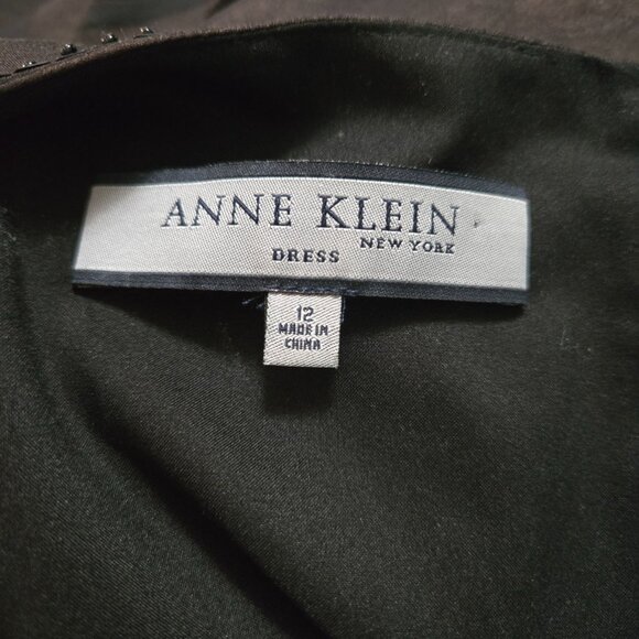 Anne Klein Silk Beaded Dress Size 12 Vintage Glam Black Formal Eveningwear - Picture 9 of 10